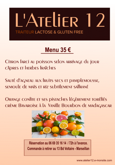 Menu 1 atelier 12 tel 06 69 35 16 15