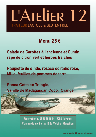 Menu 3 atelier 12 tel 06 69 35 16 16